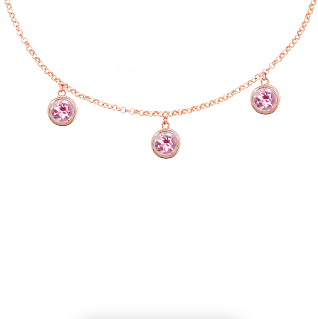 Pink Tourmaline Dew Drop Necklace