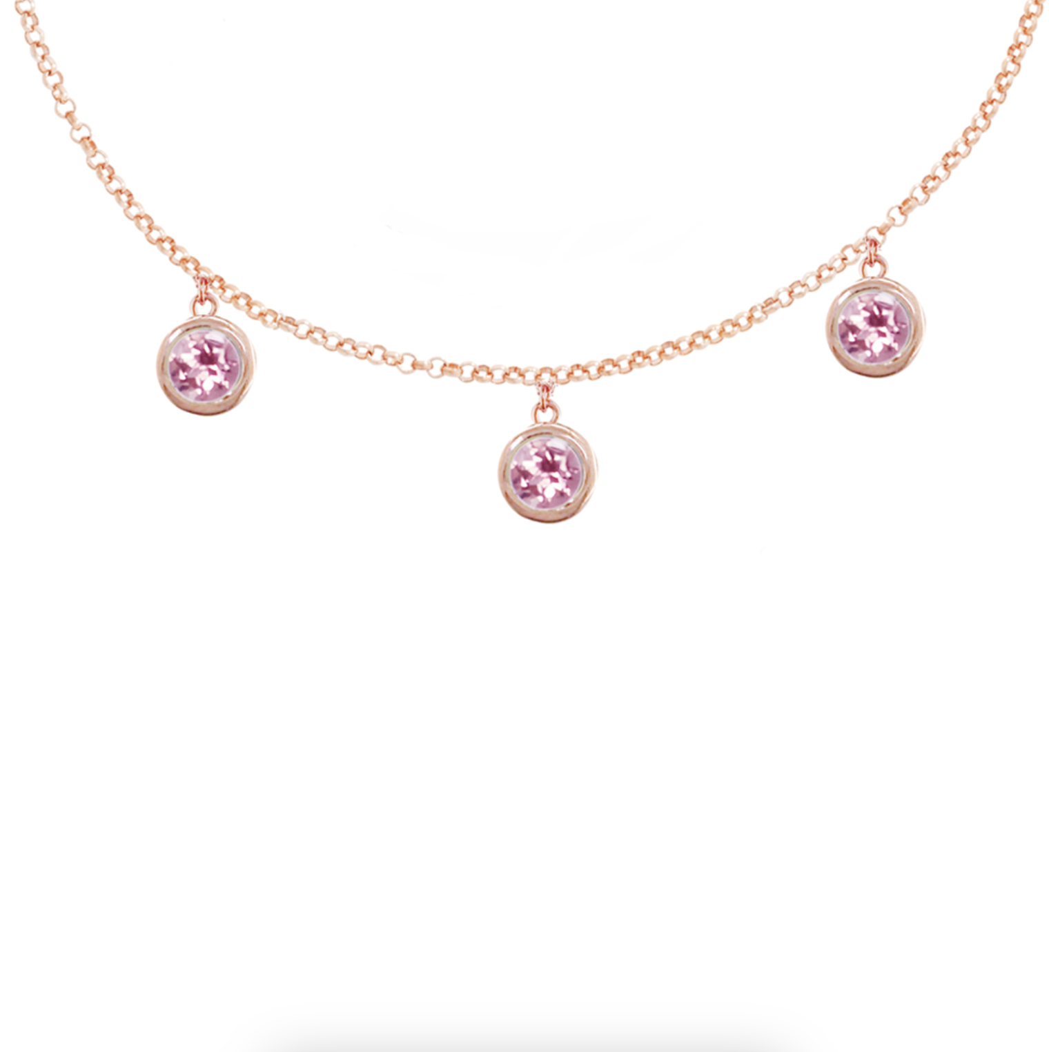 Pink Tourmaline Dew Drop Necklace