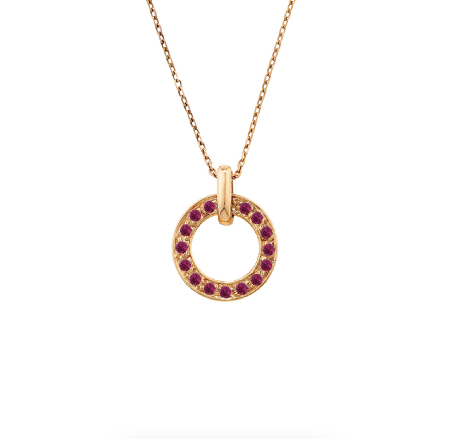 Ruby Meridian Circle Pendant Necklace