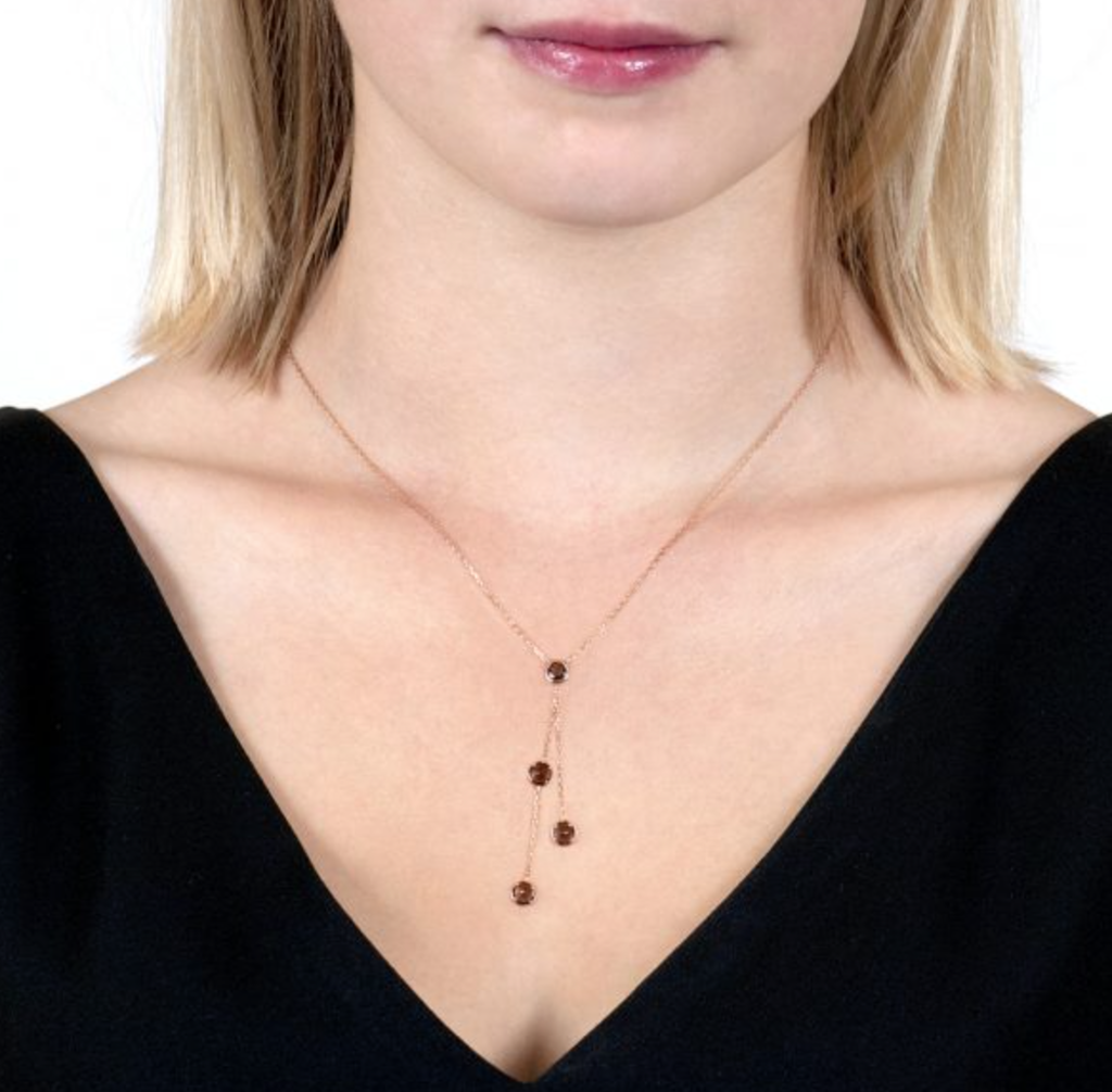 Smoky Quartz Drop Pendant Necklace