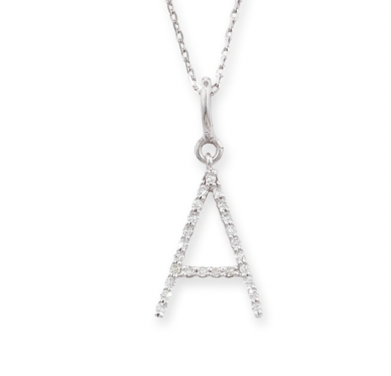 Diamond Initial A Pendant Necklace