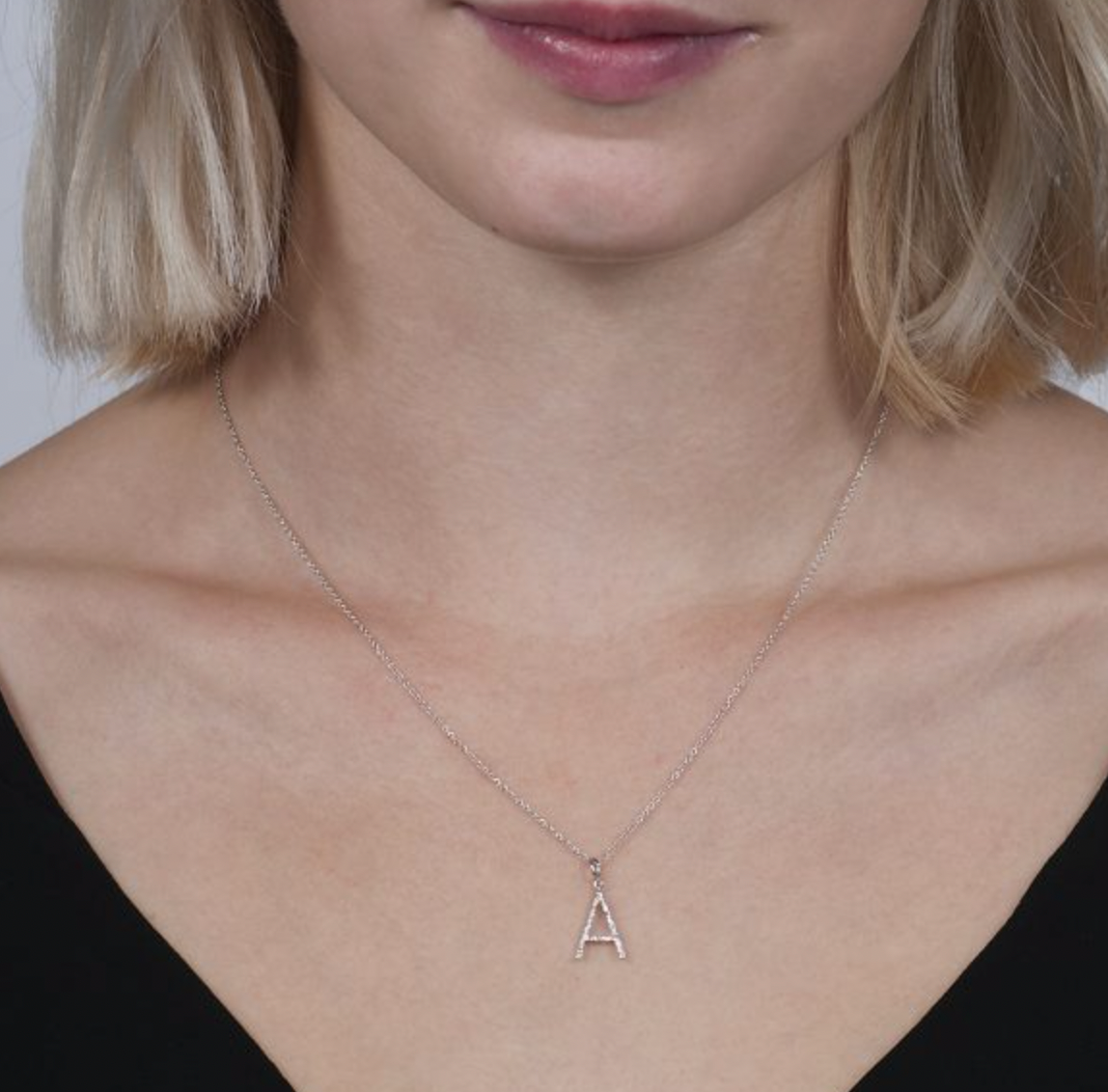 Diamond Initial A Pendant Necklace
